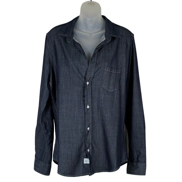Frank & Eileen BARRY Famous Denim Tailored Button-Up Shirt in Raw Rinse L $278 - Picture 8 of 15